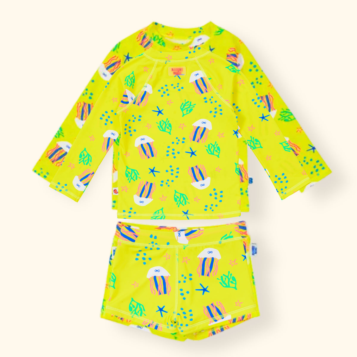 Splash Happy Rashie and Pant Set | Yellow Jellyfish Print | Bambi Mini Co.
