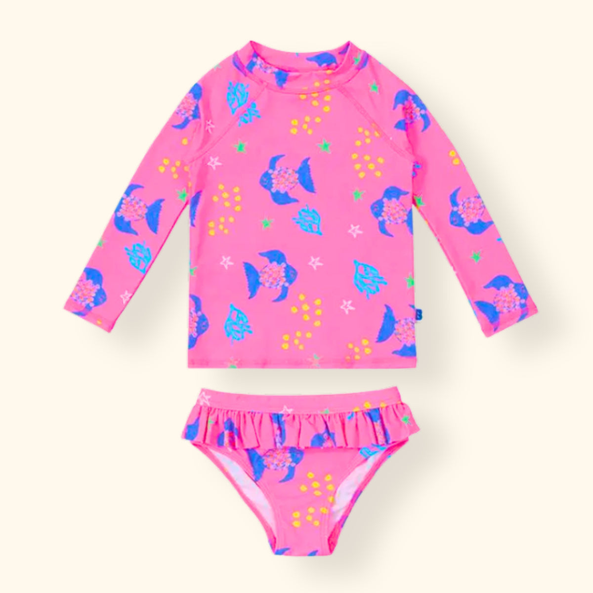 Pink Rashie Splash Happy Rashie and Pant Set | Pink Angel Fish Print | Bambi Mini Co.