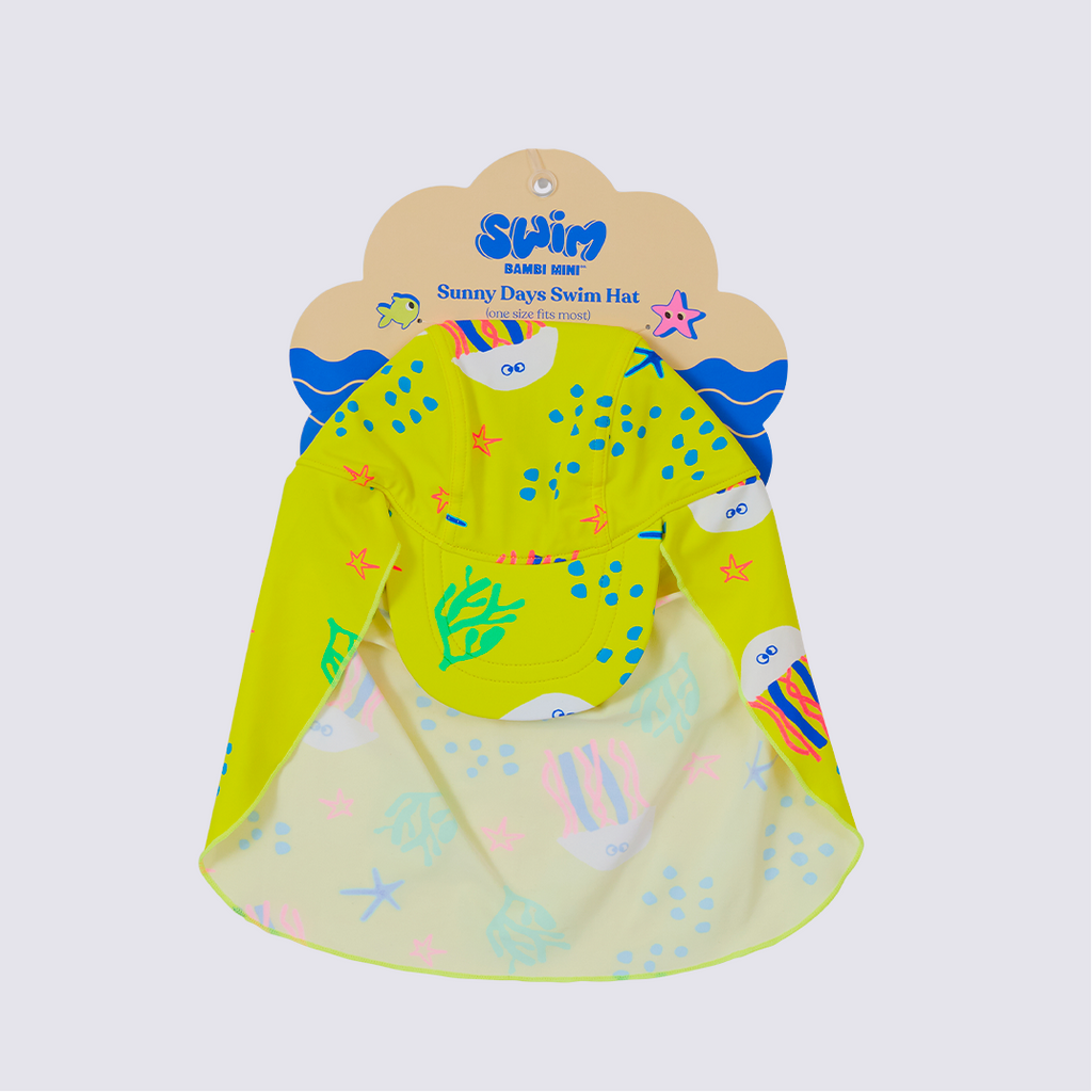 Bambi Mini Co. | Sunny Days Swim Hat | Yellow Jellyfish print | Baby & Toddler