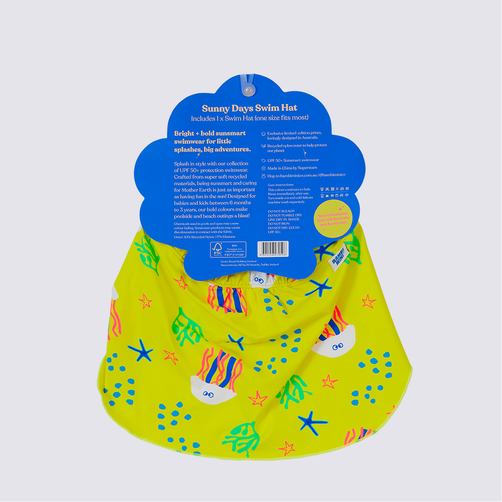 Bambi Mini Co. | Sunny Days Swim Hat | Yellow Jellyfish print | Baby & Toddler