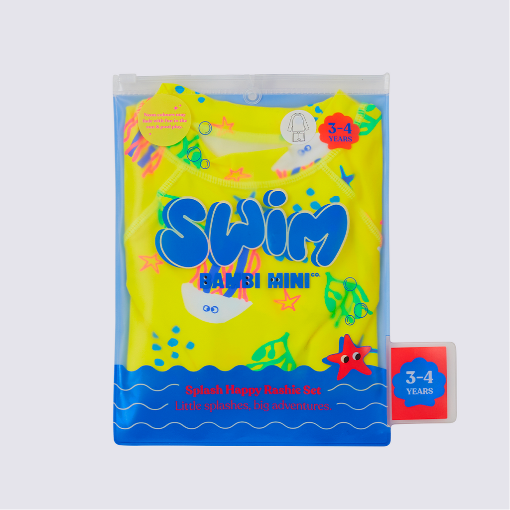 Bambi Mini Co.| Splash Happy Rashie and Pant Set  | Yellow Jellyfish Print | Toddler and Kids