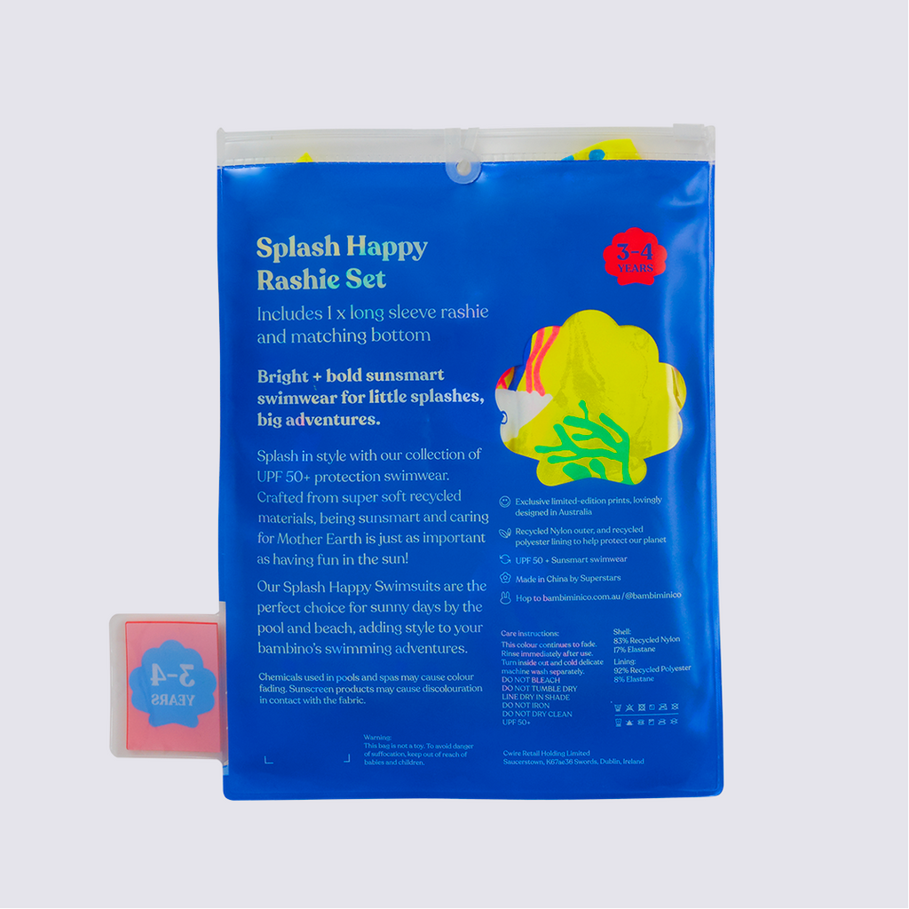 Bambi Mini Co.| Splash Happy Rashie and Pant Set  | Yellow Jellyfish Print | Toddler and Kids