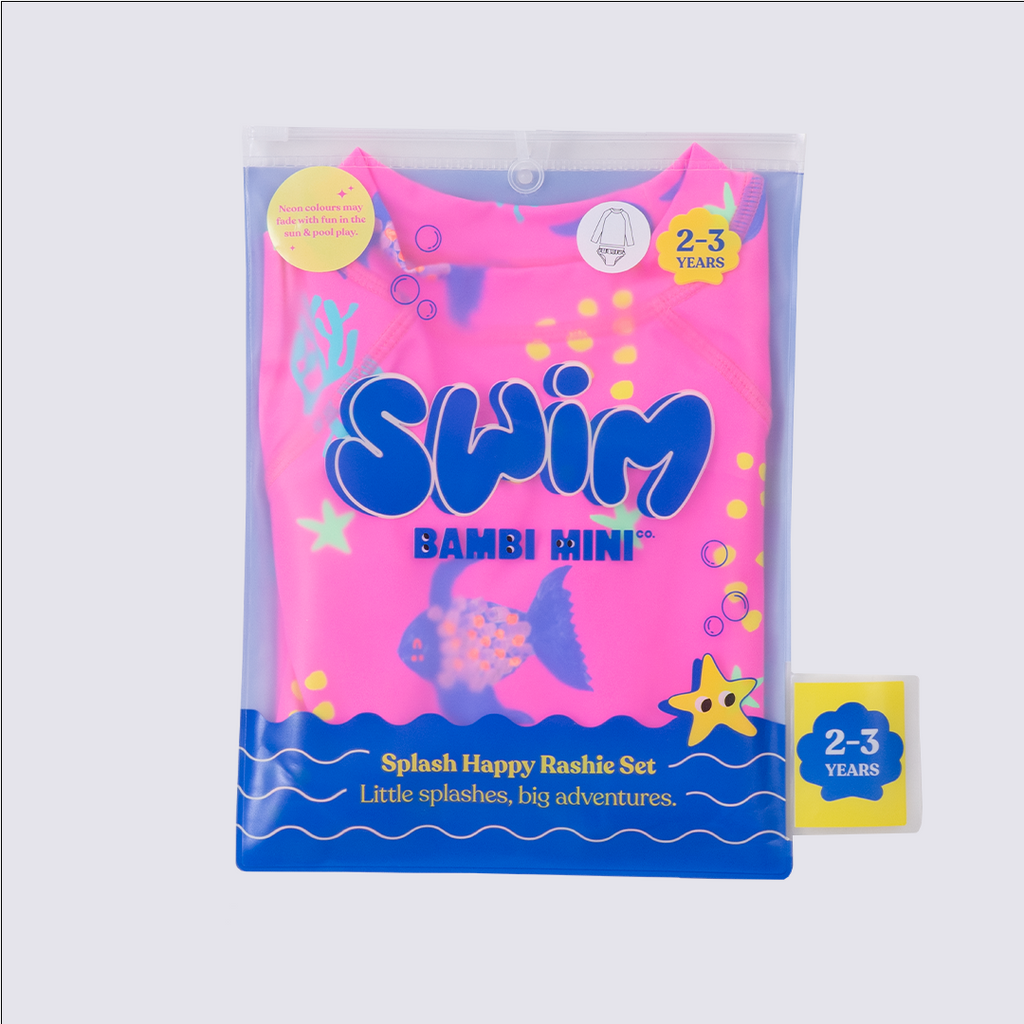 Bambi Mini Co.| Splash Happy Rashie and Pant Set  | Pink Angel Fish Print | Toddler and Kids