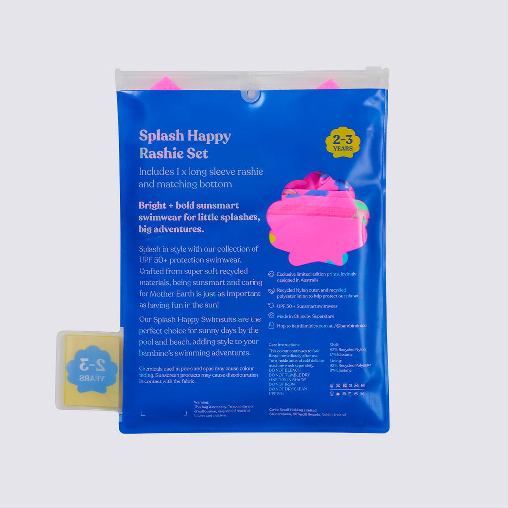 Bambi Mini Co.| Splash Happy Rashie and Pant Set  | Pink Angel Fish Print | Toddler and Kids