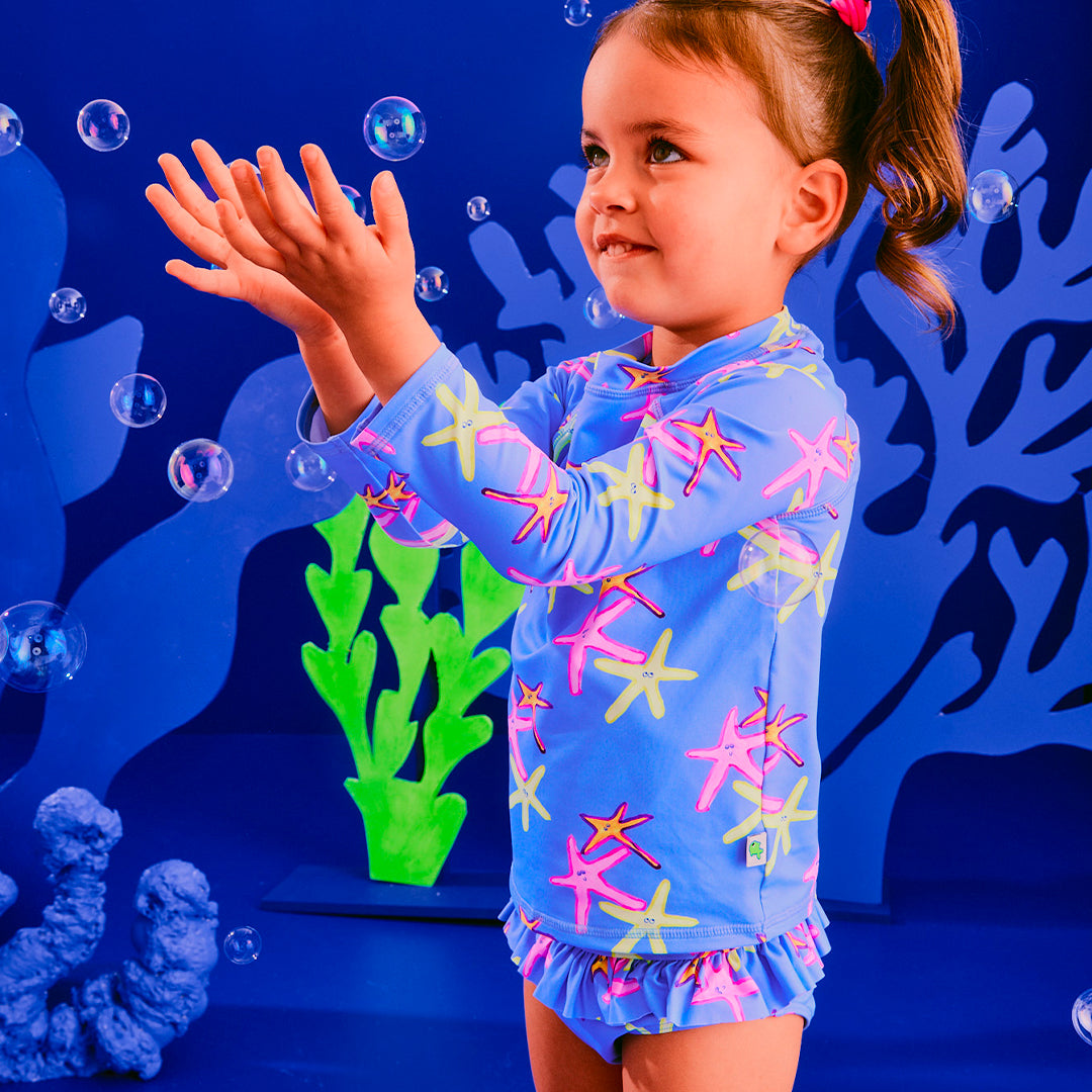 Splash Happy Rashie and Pant Set | Periwinkle Starfish Print | Bambi ...