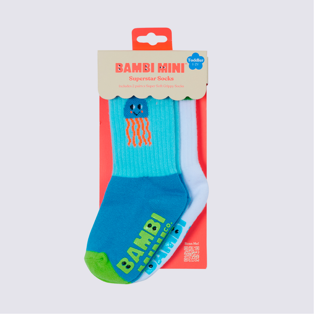 kids toddler baby anti slip socks jellyboo green blue bambi mini organic cotton grippy feet 